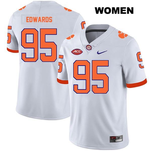 Women's Clemson Tigers #95 James Edwards Stitched White Legend Authentic Nike NCAA College Football Jersey VAL7546SI